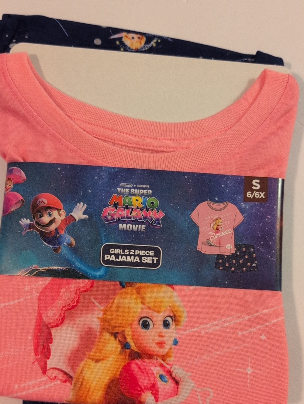 Nintendo Girls' Pink Super Mario Galaxy Movie Peach Pajama Set Sz 6/6x